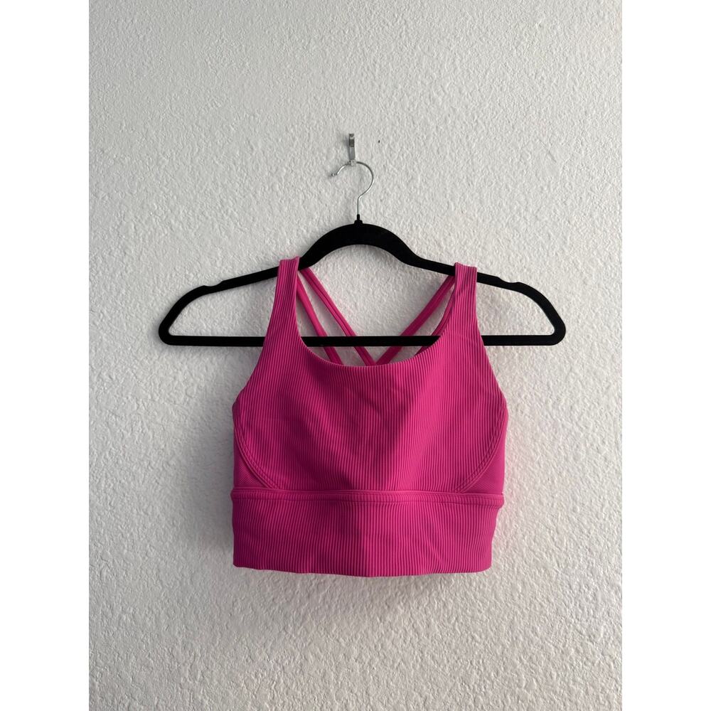 Lululemon Ribbed Longline Energy Bra Hot Pink Size 6 - Picture 3 of 5